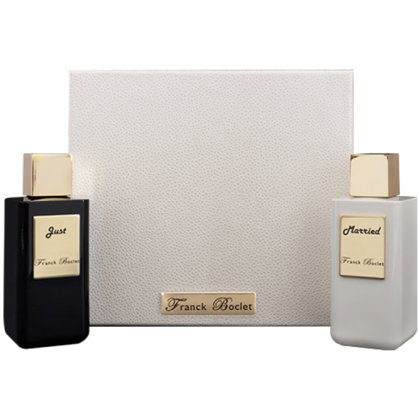 Franck Boclet Just Married Double Coffret Extrait De Parfum  2 X 100 ml פרנק בוקלט ג'וסט מריאד דאבל קופרה אקסטרה דה פרפיום  2 יחידות של 100 מ"ל