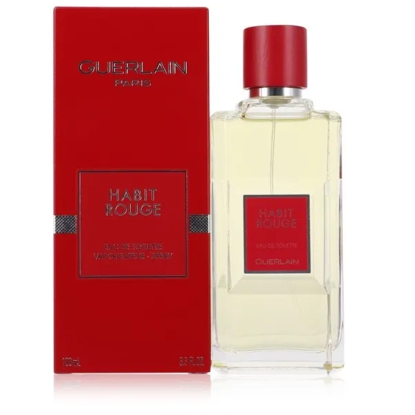 Guerlain Habit Rouge Vaporisateur Spray Edt 100 Ml הביט רוג' אדט לגבר 100 מ"ל גרלן אריזה ישנה עם הפקק האדום-בושם נדיר
