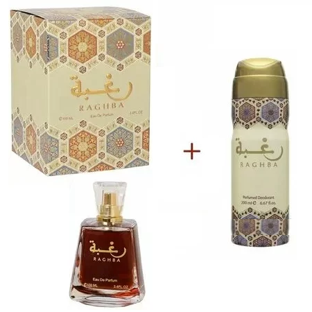 Lattafa Raghba Unisex EDP 100 ml with Perfumed Spray Deodorant Gift לטאפה רגבה אדפ יוניסקס 100 מ"ל + דאודורנט