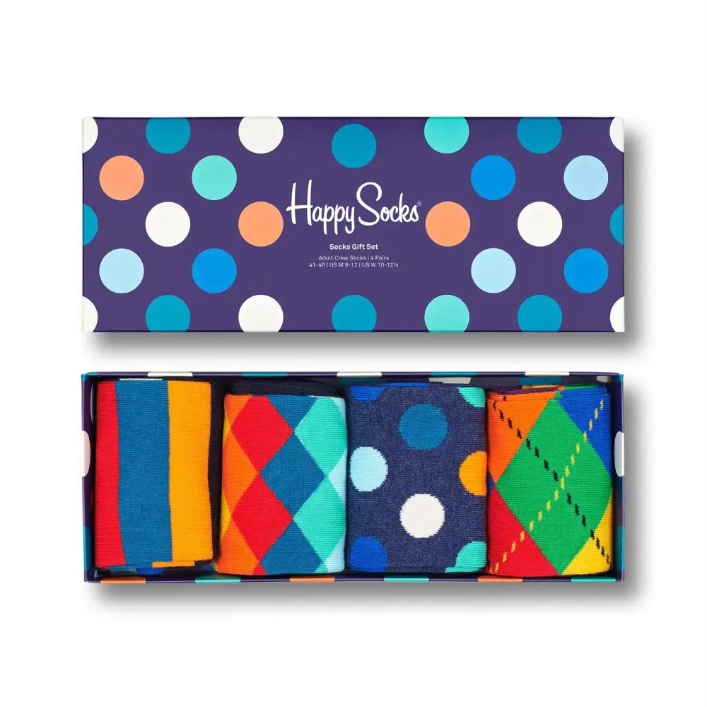 Happy Socks מארז 4 גרביים צבעוניים במיוחד מידה 41-46